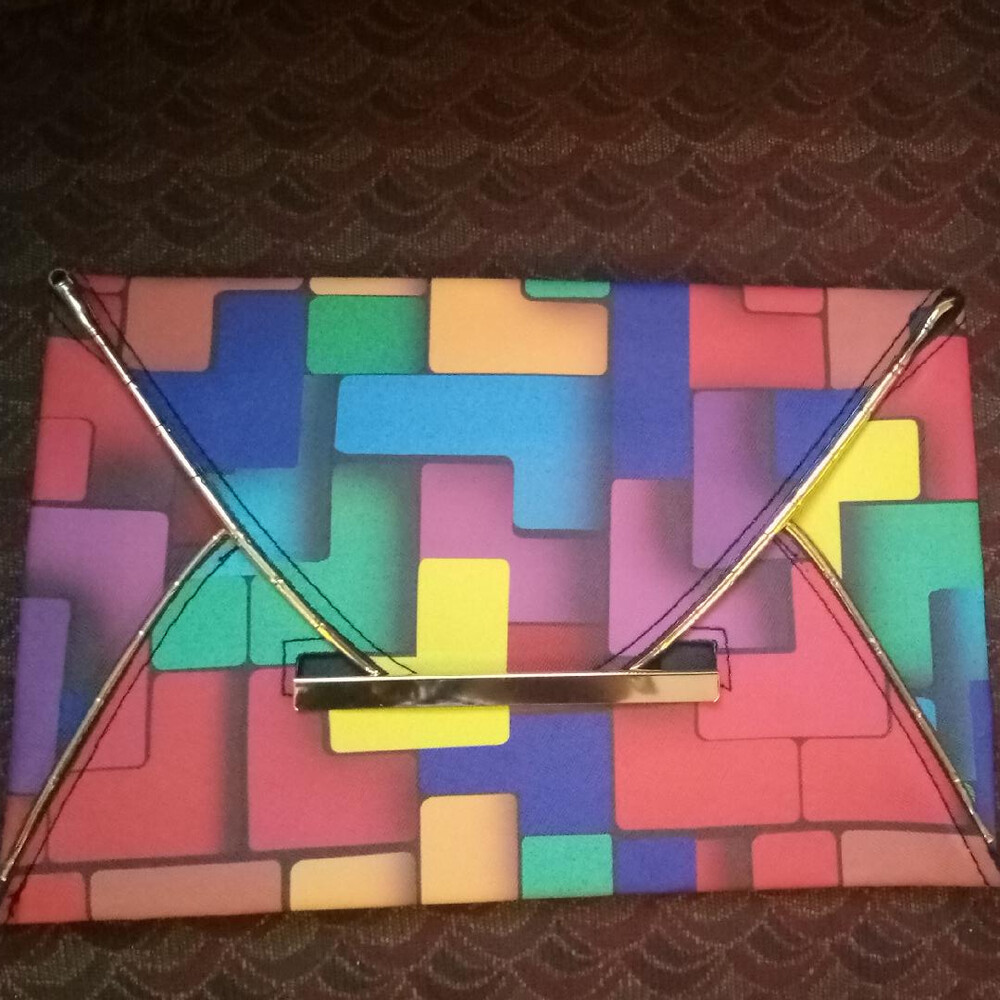 Geometric Clutch Envelope Bag Foldover Top Handle...handbags 1